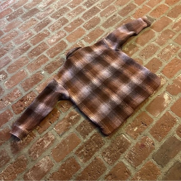 Madewell Brushed Plaid Knit Shirt Jacket Faded Fig Button Pockets Women medium - Picture 4 of 16